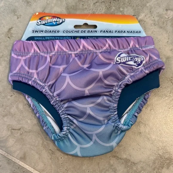 SwimWays Purple and Blue Kids Swim Diaper - Picture 1 of 3